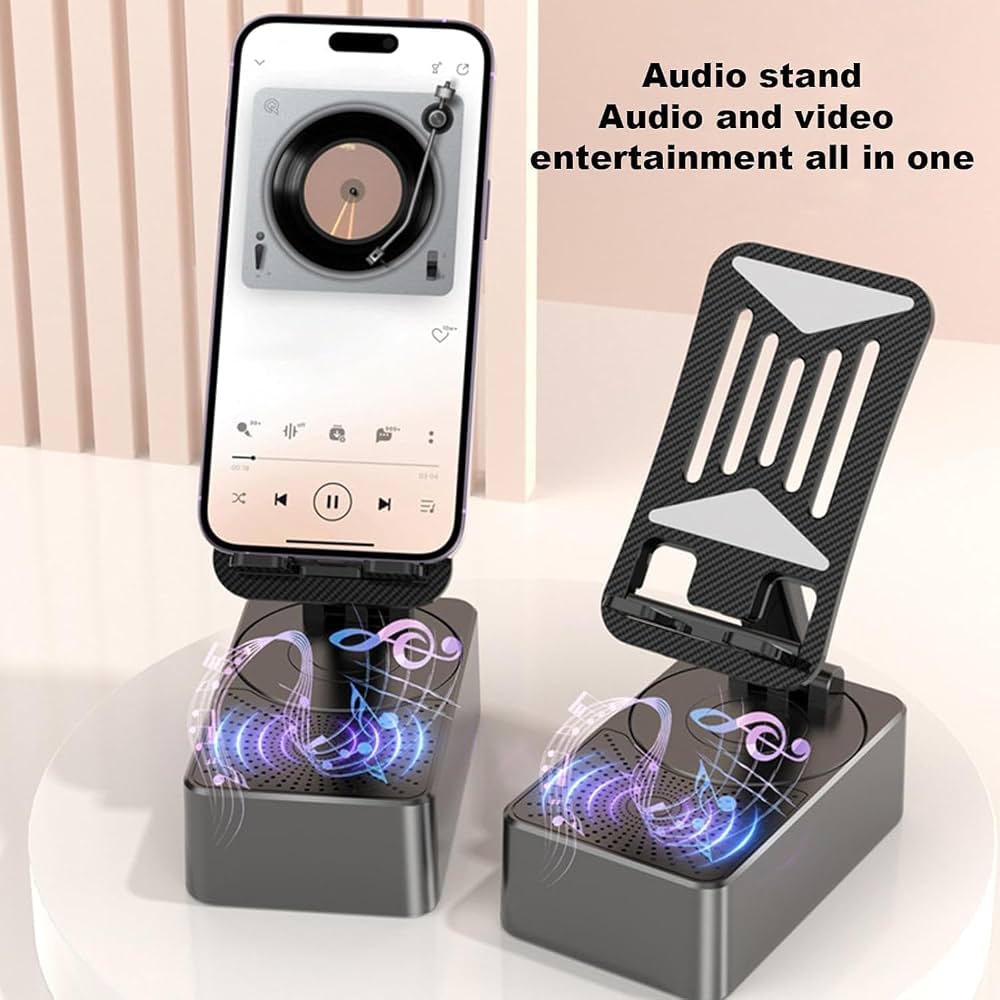 360° Rotating Phone Stand with Built-in Wireless Speaker