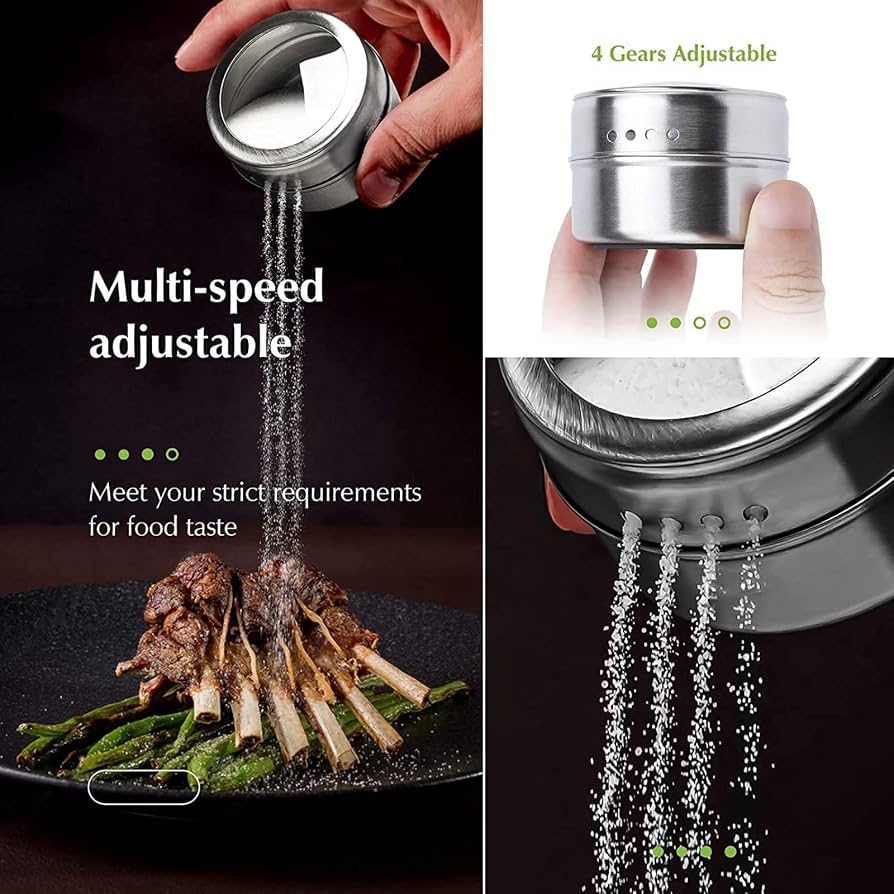 Magnetic Spice Storage Jars Set – Stainless Steel Wall-Mounted Containers